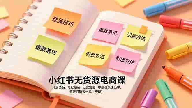 （17018期）小红书无货源电商课，开店选品、笔记搬运、运营变现，零基础快速出单，稳定日销数十单（更新）-轻创网
