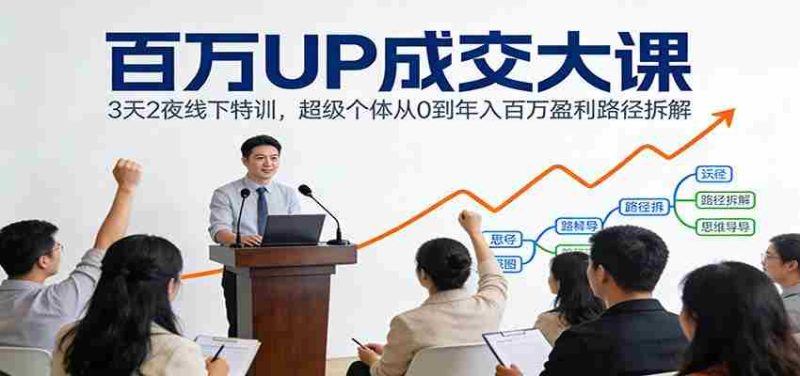 百万UP成交大课：3天2夜线下特训，超级个体从0到年入百万盈利路径拆解-轻创网