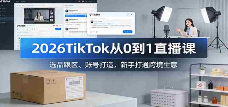 2026TikTok从0到1直播课：选品跟区、账号打造，新手打通跨境生意-轻创网