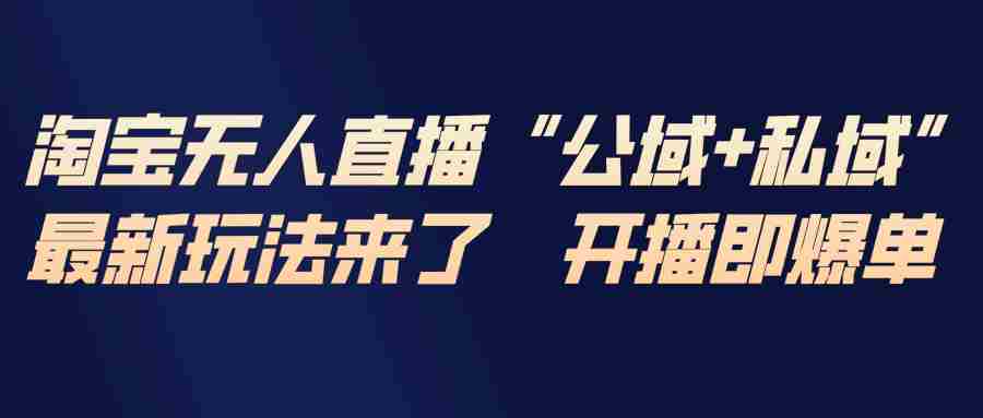 （17098期）淘宝无人直播最新玩法，包含私域和公域两种玩法-轻创网