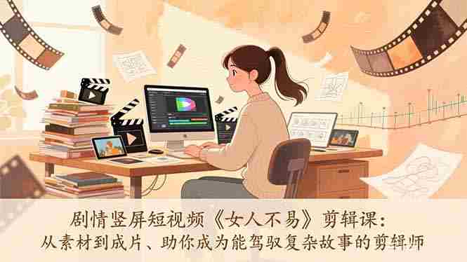 （17305期）剧情竖屏短视频《女人不易》剪辑课：从素材到成片、助你成为能驾驭复杂故事的剪辑师-轻创网