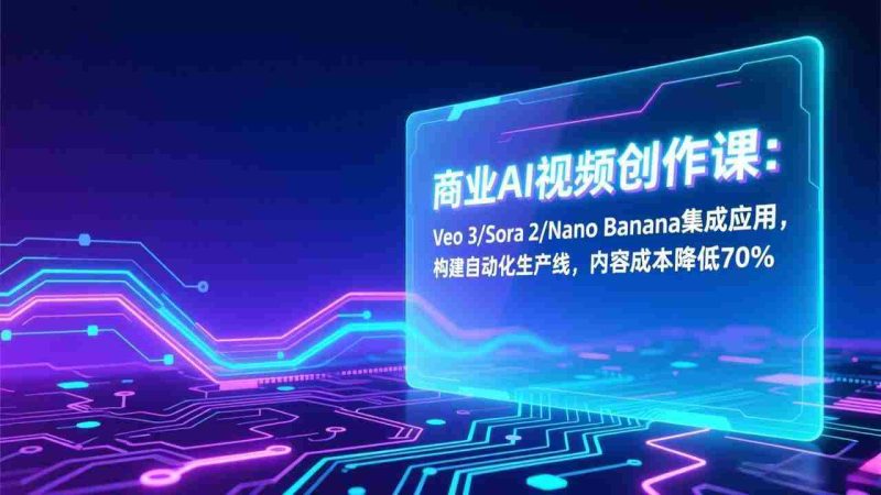 （17070期）商业AI视频创作课：Veo 3/Sora 2/Nano Banana集成应用，构建自动化生产线，内容成本降低70%-轻创网