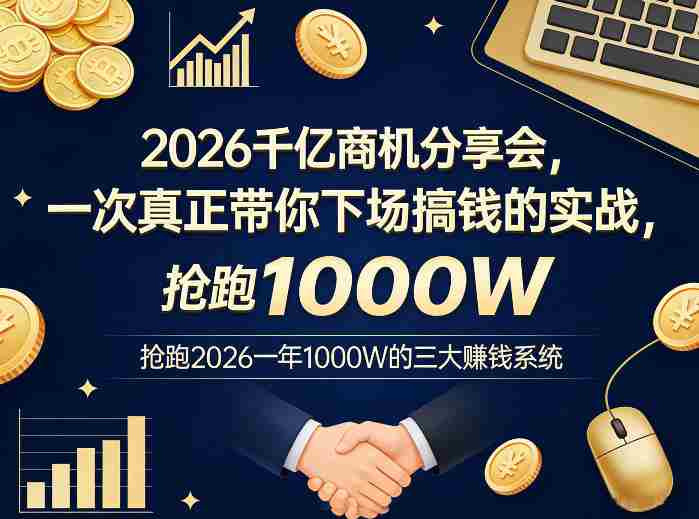 2026千亿商机分享会，一次真正带你下场搞钱的实战，抢跑2026一年1000W的三大賺钱系统-轻创网