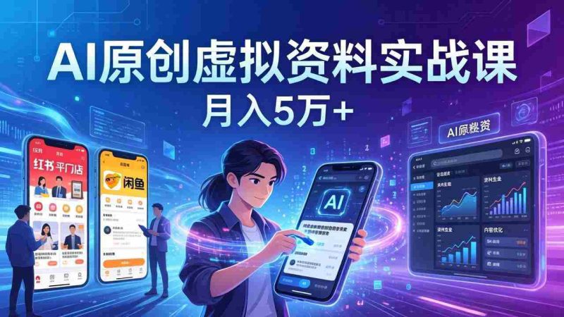 （17657期）AI原创虚拟资料实战课：2026新机会，小红书闲鱼开店，普通人用AI轻松变现，月入5万+-轻创网