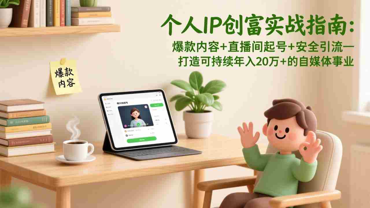 （17217期）个人IP创富实战指南：爆款内容+直播间起号+安全引流，打造可持续年入20万+的自媒体事业-轻创网