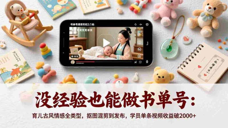 (17389期)没经验也能做书单号:育儿古风情感全类型,抠图混剪到发布,学员单条视频收益破2000+-轻创网