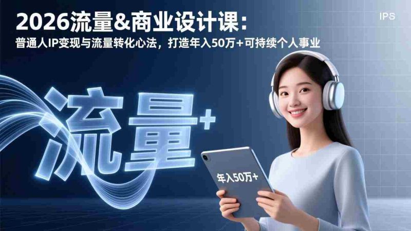 (17246期)2026流量&商业设计课:普通人IP变现与流量转化心法,打造年入50万+可持续个人事业-轻创网