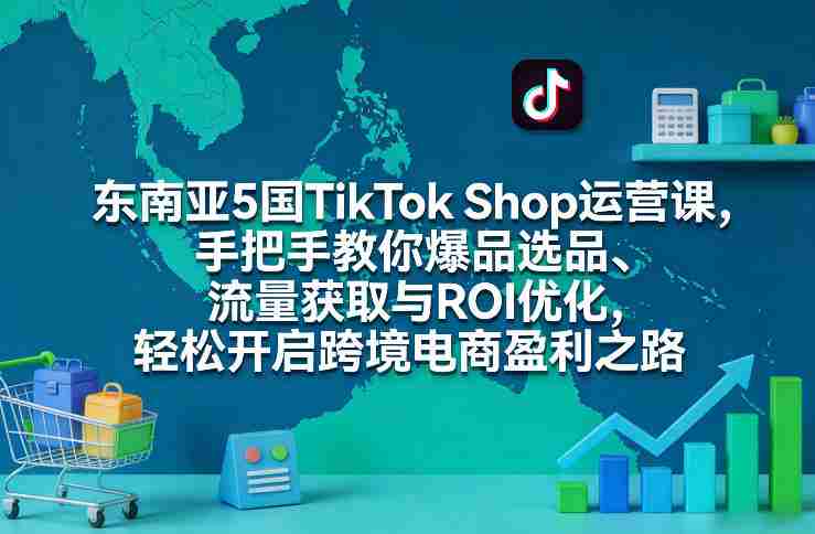 东南亚5国TikTok Shop运营课,手把手教你爆品选品、流量获取与ROI优化,轻松开启跨境电商盈利之路-轻创网