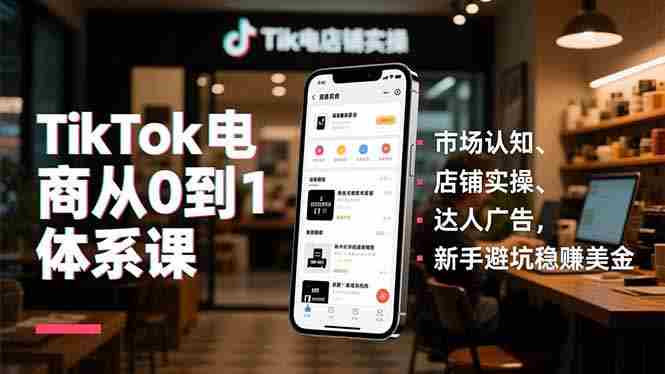（16818期）TikTok电商从0到1体系课，市场认知、店铺实操、达人广告，新手避坑稳赚美金-轻创网
