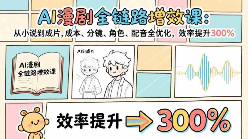 (17245期)AI漫剧全链路增效课:从小说到成片,成本、分镜、角色、配音全优化,效率提升300%-轻创网
