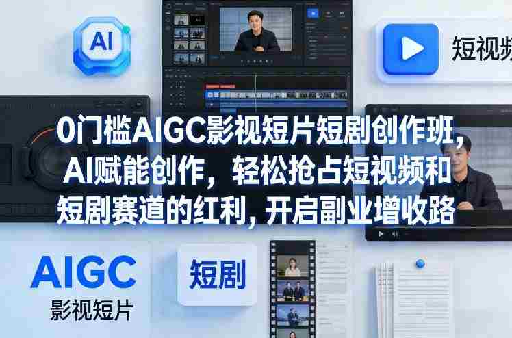 0门槛AIGC影视短片短剧创作班，AI赋能创作，轻松抢占短视频和短剧赛道的红利，开启副业增收路-轻创网