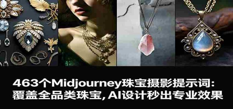 463个Midjourney珠宝摄影提示词:覆盖全品类珠宝,AI设计秒出专业效果-轻创网