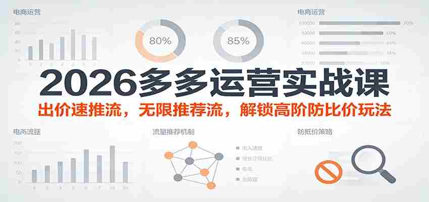 2026多多运营实战课：出价速推流，无限推荐流，解锁高阶防比价玩法（更新）-轻创网