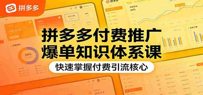 拼多多付费推广爆单知识体系课，快速掌握付费引流核心-轻创网