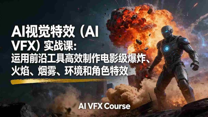 (17212期)AI视觉特效(AI VFX)实战课:运用前沿工具高效制作电影级爆炸、火焰、烟雾、环境和角色特效-轻创网