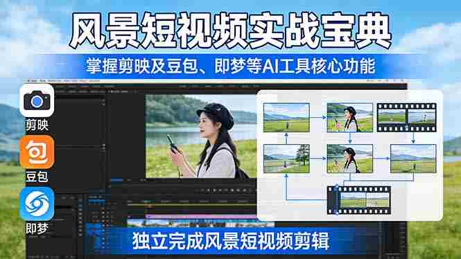 （17704期）风景短视频实战宝典：掌握剪映及豆包、即梦等AI工具的核心功能，独立完成风景短视频剪辑-轻创网