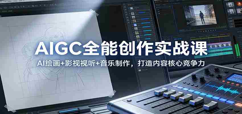 AIGC全能创作实战课：AI绘画+影视视听+音乐制作，打造内容核心竞争力-轻创网