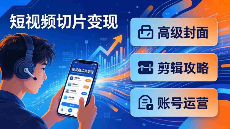 （17758期）短视频切片变现速成班2.0：高级封面+剪辑攻略+账号运营，0基础小白快速入局副业-轻创网