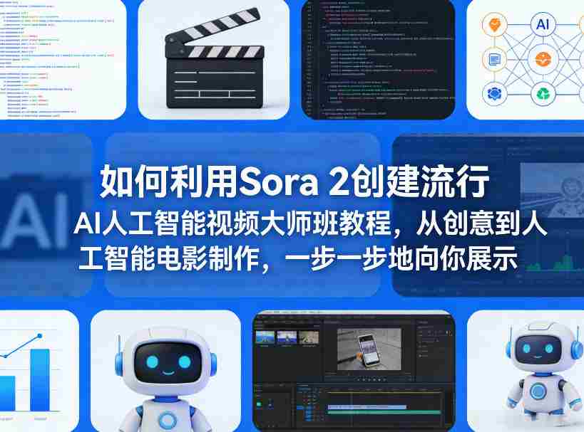 如何利用Sora 2创建流行AI人工智能视频大师班教程，从创意到人工智能电影制作，一步一步地向你展示-轻创网