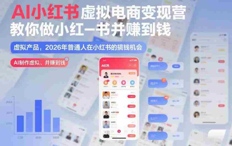 AI小红书虚拟电商变现营，教你做小红书并賺到钱，虚拟产品，2026年普通人在小红书的搞钱机会（更新中）-轻创网