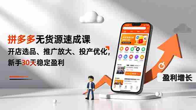 （16785期）拼多多无货源速成课，开店选品、推广放大、投产优化，新手30天稳定盈利-轻创网