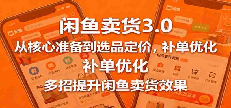闲鱼卖货3.0，从核心准备到选品定价，补单优化，多招提升闲鱼卖货效果-轻创网