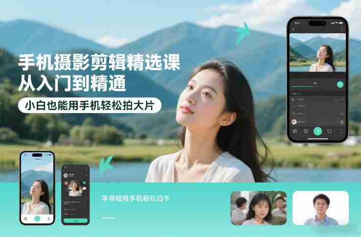 手机摄影剪辑精选课，从入门到精通，小白也能用手机轻松拍大片-轻创网