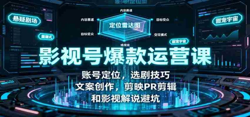 影视号爆款运营课：账号定位，选剧技巧，文案创作，剪映PR剪辑和影视解说避坑-轻创网