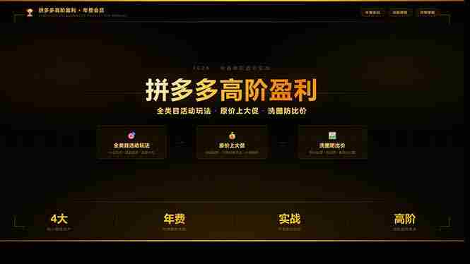 （17779期）拼多多高阶盈利年费会员：全类目活动玩法、原价上大促、洗图防比价等核心盈利技术(更新26年3月)-轻创网