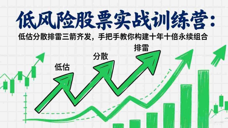 （17487期）低风险股票实战训练营：低估分散排雷三箭齐发，手把手教你构建十年十倍永续组合-轻创网