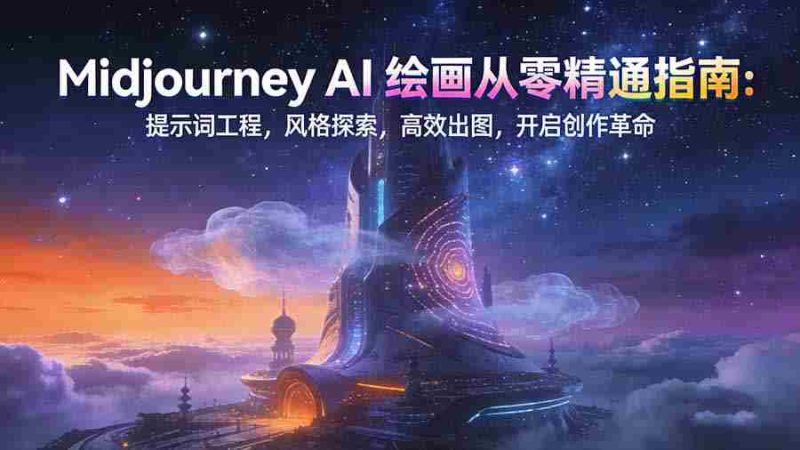 (17118期)Midjourney AI绘画从零精通指南:提示词工程,风格探索,高效出图,开启创作革命-轻创网