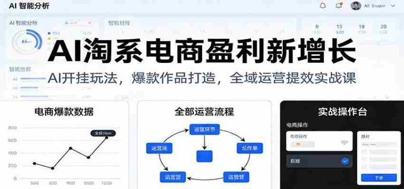 AI淘系电商盈利新增长，AI开挂玩法，爆款作品打造，全域运营提效实战课-轻创网