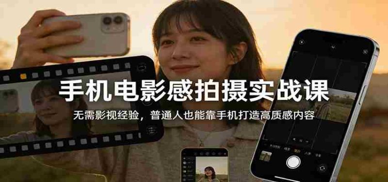 手机电影感拍摄实战课：无需影视经验，普通人也能靠手机打造高质感内容-轻创网