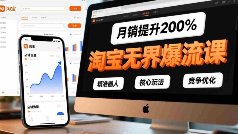 (17132期)淘宝无界爆流课,精准圈人、核心玩法、竞争优化,快速引爆店铺流量,月销提升200%-轻创网