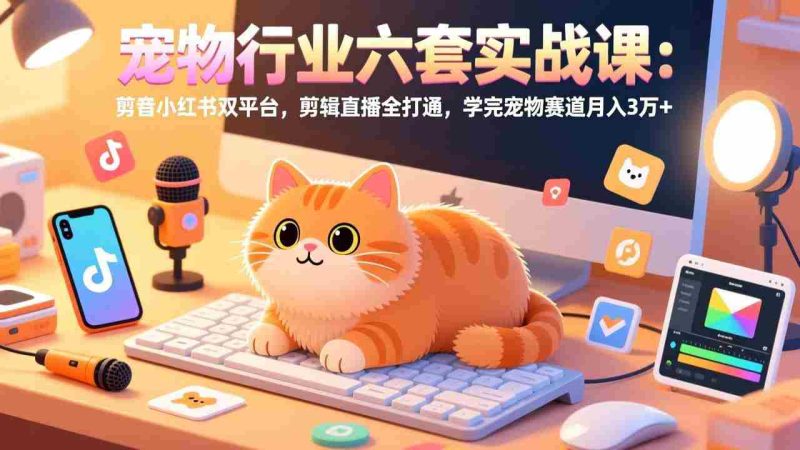 （17410期）宠物行业六套实战课：抖音小红书双平台，剪辑直播全打通，学完宠物赛道月入3万+-轻创网