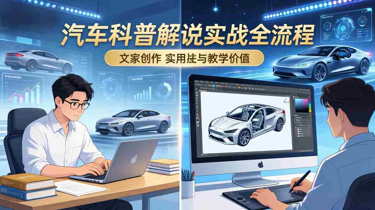 （17665期）抖音汽车科普解说实战：文案+动画+画面处理+去水印全流程，打造专业汽车科普视频-轻创网