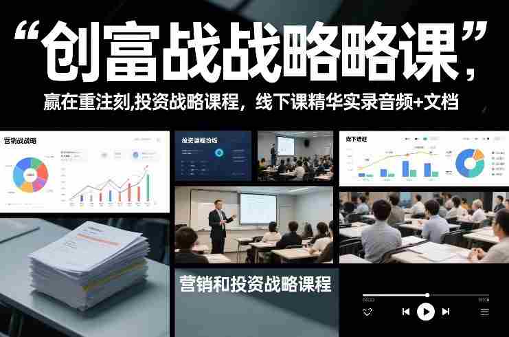 创富战略课，赢在重注时刻，营销和投资战略课程，线下课精华实录音频+文档-轻创网