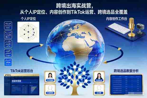 跨境出海实战营，从个人IP定位、内容创作到TikTok运营、跨境选品全覆盖-轻创网
