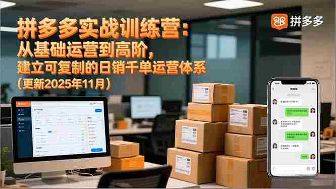 （16700期）拼多多实战训练营：从基础运营到高阶，建立可复制的日销千单运营体系（更新11月）-轻创网