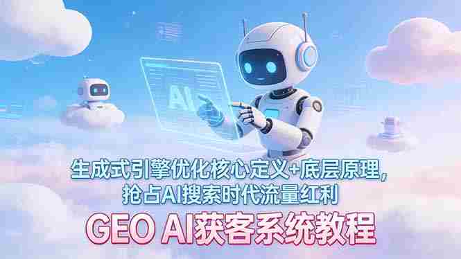 （17604期）GEO AI获客系统教程：生成式引擎优化核心定义+底层原理，抢占AI搜索时代流量红利-轻创网
