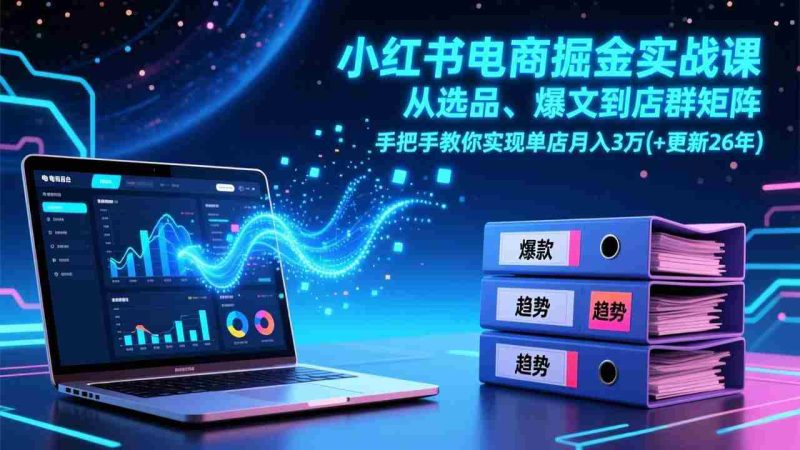 （17290期）小红书电商掘金实战课，从选品、爆文到店群矩阵，手把手教你实现单店月入3万+(更新26年)-轻创网
