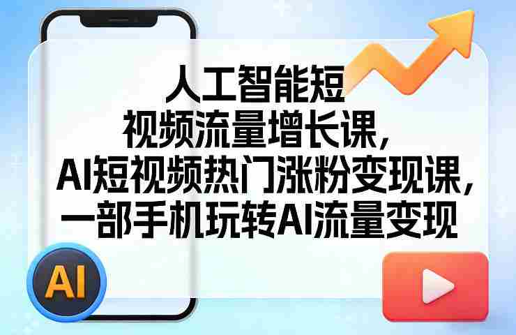 人工智能短视频流量增长课，AI短视频热门涨粉变现课，一部手机玩转AI流量变现-轻创网