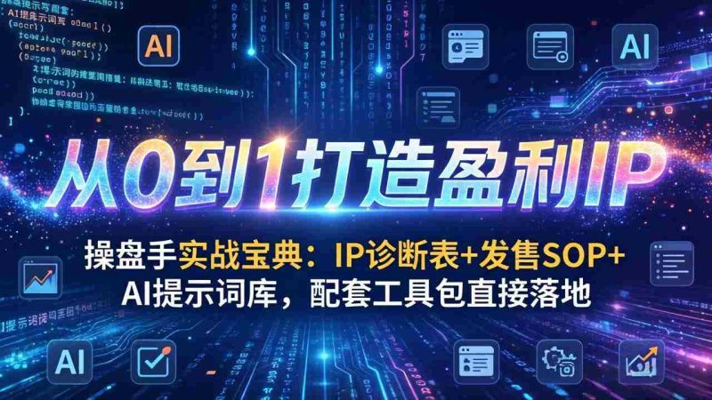 (17593期)操盘手实战宝典:IP诊断表+发售SOP+AI提示词库,配套工具包直接落地,从0到1打造盈利IP-轻创网