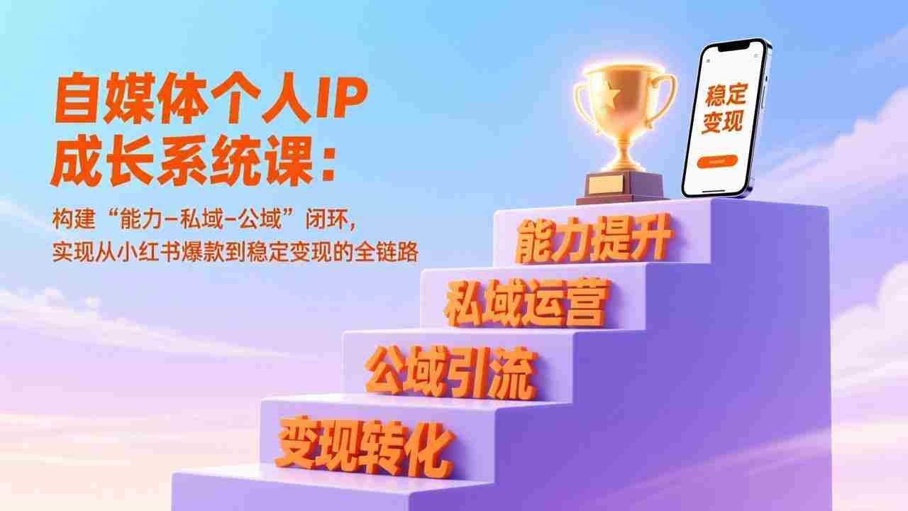 （17192期）自媒体个人IP成长系统课：构建“能力-私域-公域”闭环，实现从小红书爆款到稳定变现的全链路-轻创网