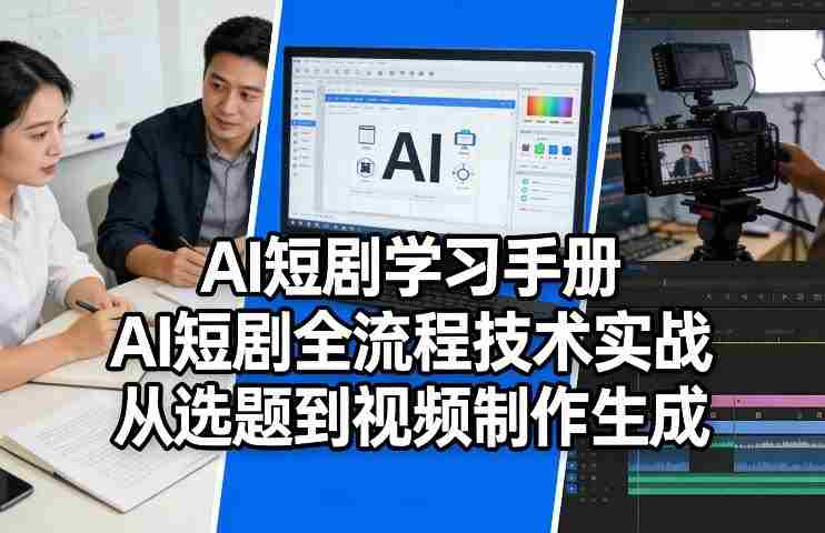 AI短剧学习手册，AI短剧全流程技术实战，从选题到视频制作生成-轻创网