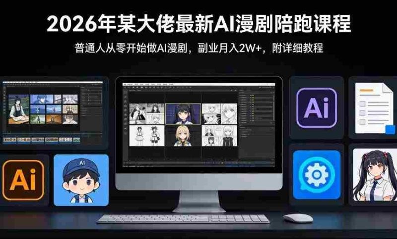 26年某大佬最新Ai漫剧陪跑课程,普通人从零开始做AI漫剧,副业月入2W+-轻创网