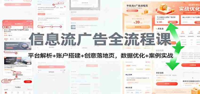 信息流广告全流程课：平台解析+账户搭建+创意落地页，数据优化 + 案例实战-轻创网