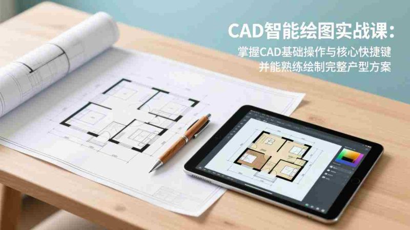 (17348期)CAD智能绘图实战课:掌握CAD基础操作与核心快捷键,并能熟练绘制完整户型方案-轻创网