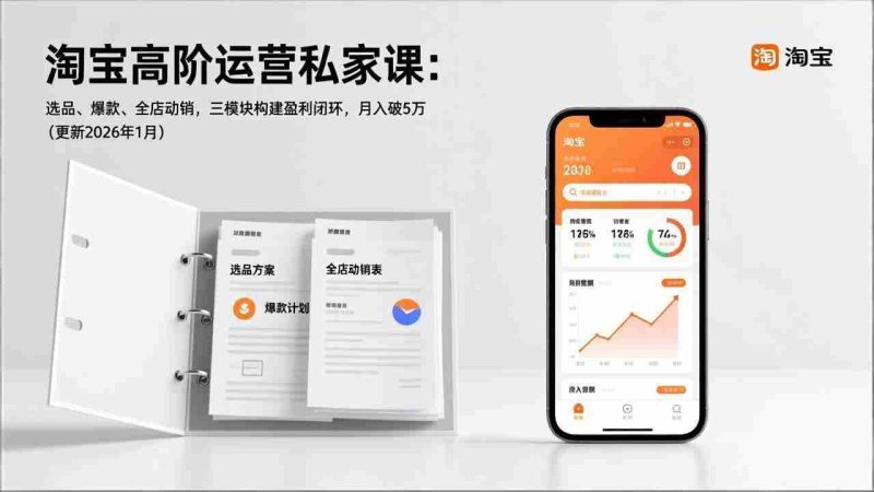 (17280期)淘宝高阶运营私家课:选品、爆款、全店动销,三模块构建盈利闭环,月入破5万(更新26年1月)-轻创网
