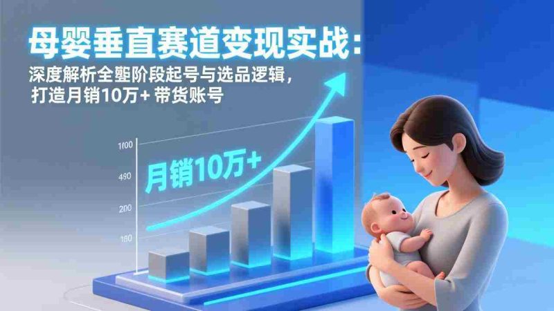 （17233期）母婴垂直赛道变现实战：深度解析三大阶段起号与选品逻辑，打造月销10万+带货账号-轻创网